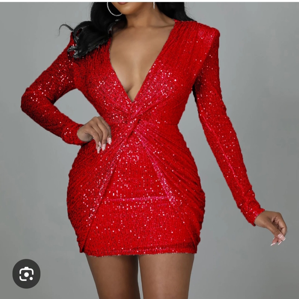 Elegant Red Sequin Mini Dress SIZE XXL. Runs Small. Fits Like A Large